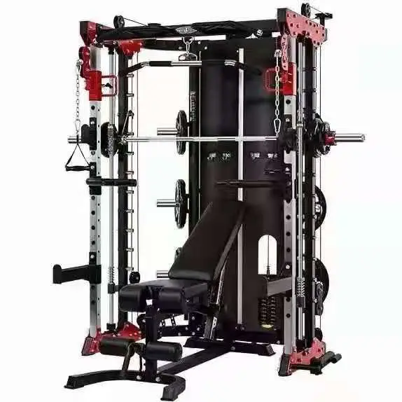 Power Cage Leg Press DIP Chin &amp; Jammer Arms Adjustable Weight Bench W/Leg Extension Full Accessories|Smith Machine &amp; Functional Trainer