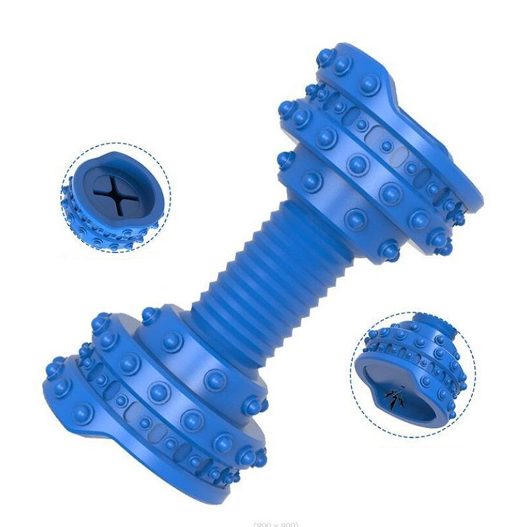 Dog Tooth Cleaning Playing Dumbbel Food Leakage Spiky Rubber Toy