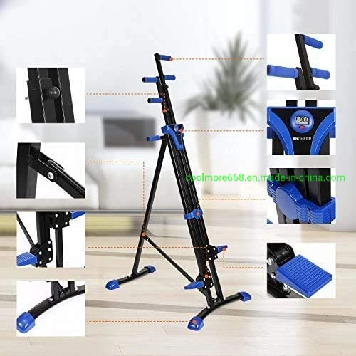 Vertical Climber Home Gym Exercise Folding Climbing Machine Exercise Bike for Home Body Trainer Stepper Cardio Workout Training Non-Stick Grips Legs Arms ABS