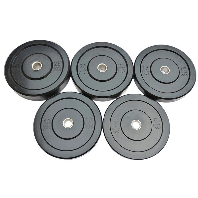 OEM Gym Fitness Barbell Equipment Black Rubber Bumper Plate Sets