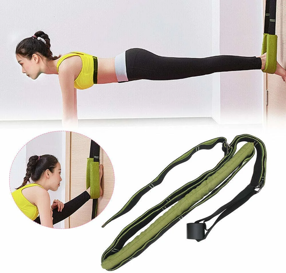 Yoga Leg Stretcher Strap W/ Door Anchor Waist Back Stretch Band Flexibility for Fitness Dance Yoga Gymnastics Cheer Splits Training Wbb13007