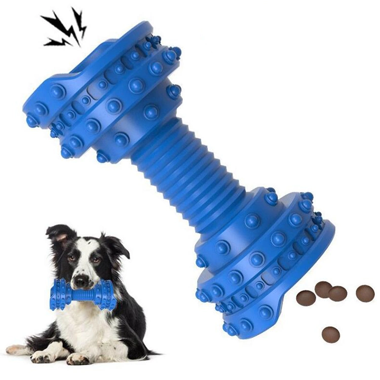 Dog Tooth Cleaning Playing Dumbbel Food Leakage Spiky Rubber Toy