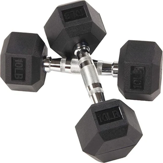 Weights Training Hexagonal Rubber Coated Dumbells Hex Rubber Dumbbel