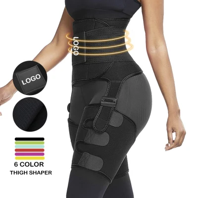 New Print Logo Women Workout Lose Weight Double Belt Waist Trainer Neoprene Leg Trimmer 2 in 1 Waist and Thigh Trainer