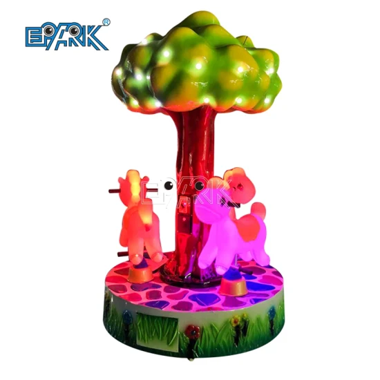 Coin Operated Lovely Tree Carousel 3 Players Horse Kiddie Rides Carousel Game Machine for Sale